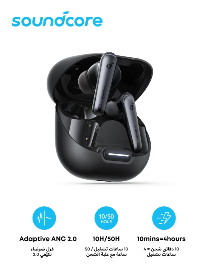 Soundcore Liberty 4 NC Wireless Earbuds, Adaptive Noise Cancelling, Hi-Res Audio, Bluetooth 5.3, Long Battery Life (Black) eymi5