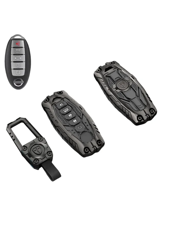 NOSKIN Premium Zinc Alloy Key Fob Cover Protective Case for 5-Button Remote (Silver, 1 Piece) bbb7y