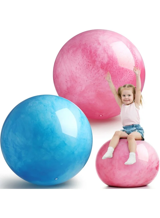 Jadive Marbleized Bouncy Balls Set Giant Sensory Playground Balls for Kids (Red and Blue, 24 Inch, 2 Pack) 3q6z3