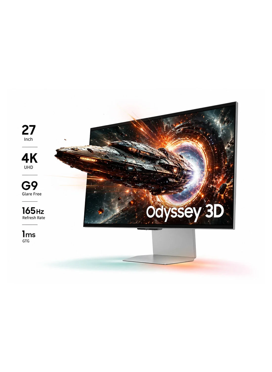 Ultra-HD 27 Inch 4K Gaming Monitor with Glass-Free 3D Display, 165Hz Refresh Rate, Spatial Audio, and Edge Lighting (Silver, 27 Inch) u79zv