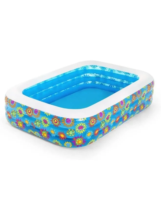 Happy Flora Inflatable Family Pool Durable Vinyl Swimming Pool for Backyard Summer Fun (229x152x56 cm) 1eqf4