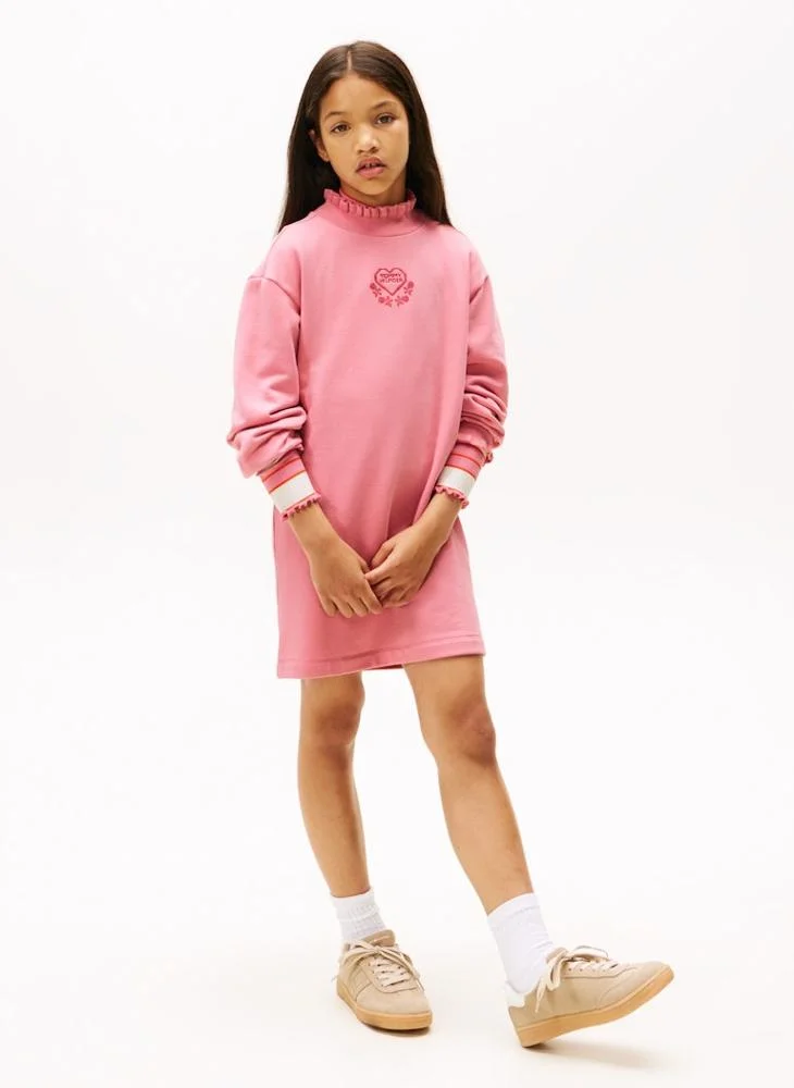 Premium Ruffle Neck Knit Dress for Kids (Soft Cotton Blend, Comfortable Casual Wear) gmjri