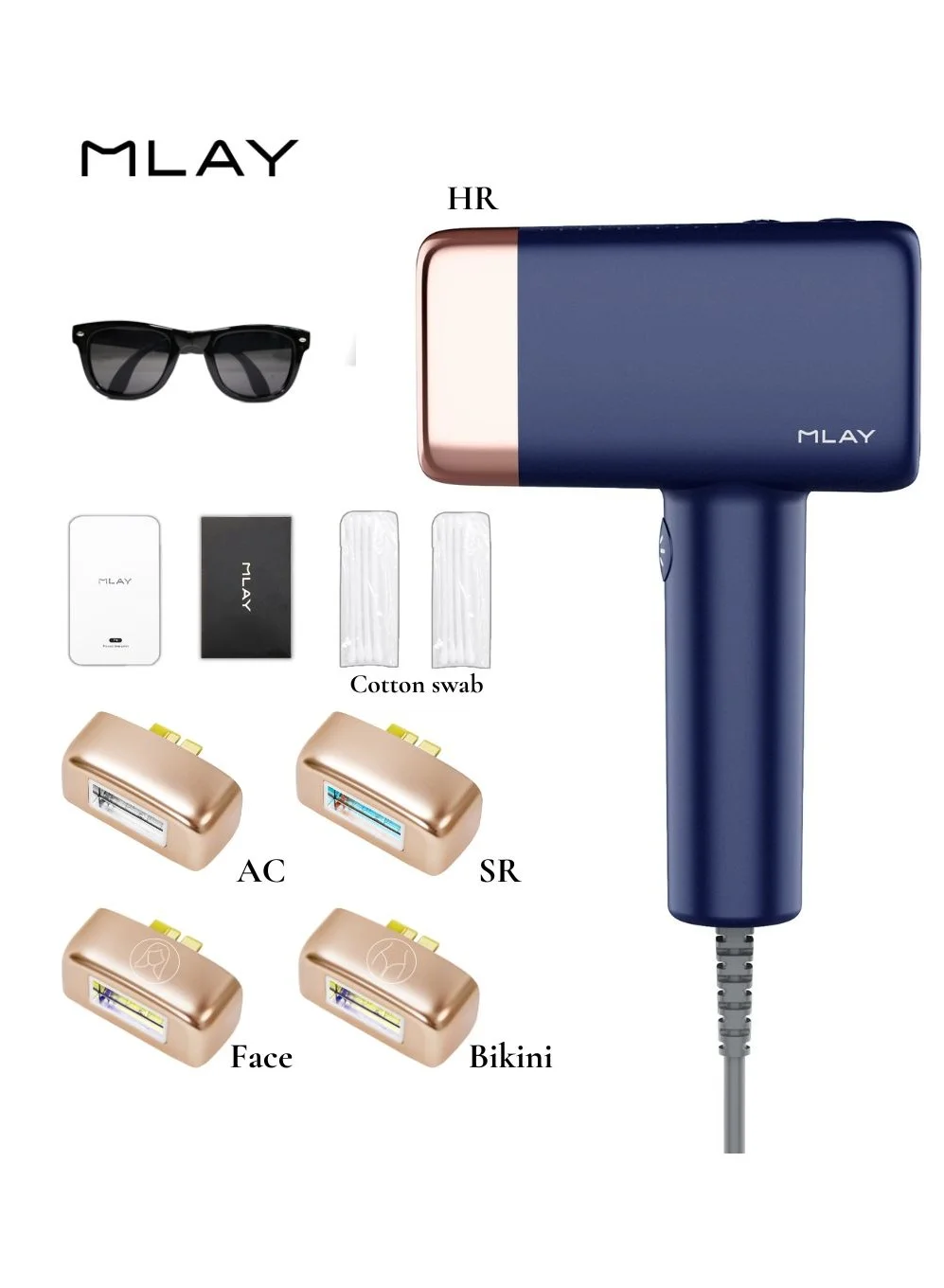 MLAY T14 IPL Hair Removal Device with Ice Cooling Technology 500,000 Flashes Professional Home Use (Navy, 1 Unit) 66ra6