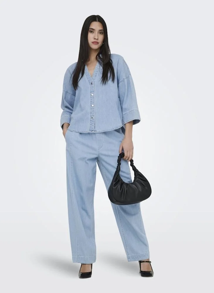 ONLY Casual Relaxed Fit Jeans Premium Denim Comfortable Everyday Wear (Blue, 32 inch) qh0mf