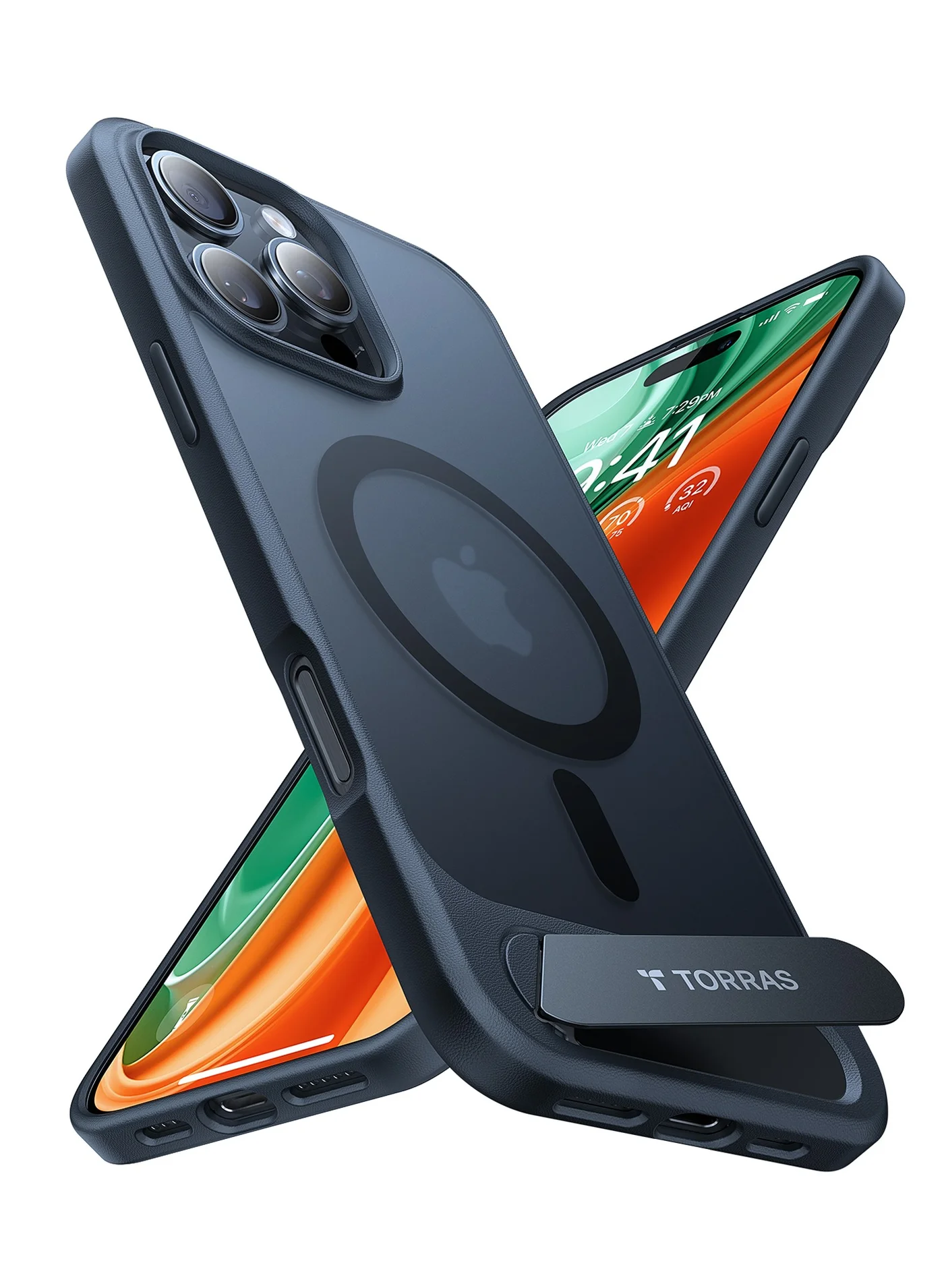 Premium Magnetic Protective Case with Integrated Kickstand for 6.3-inch Smartphone (Black, 16.0 cm) ojtia