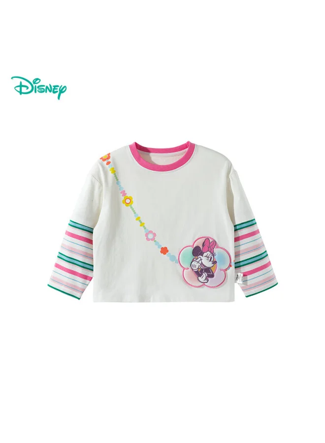 Premium Kids Long Sleeve Cotton T-shirt Cartoon Graphic Casual Autumn Top (Off-white, 110 cm) z53rk