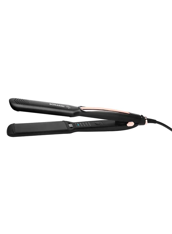 Professional Hair Straightener with Aluminum Plates and Temperature Control (Black, 45W) vuylf