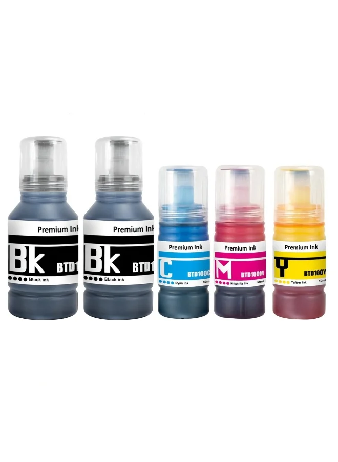 NexNova Premium Refill Ink Set for T-Series Printers (5-Pack, Black, Cyan, Magenta, Yellow) t03o7