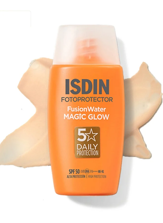 ISDIN Fusion Water Magic Glow SPF50 Facial Sunscreen (50 mL) - Lightweight Radiant Finish for All Skin Types cvs2p