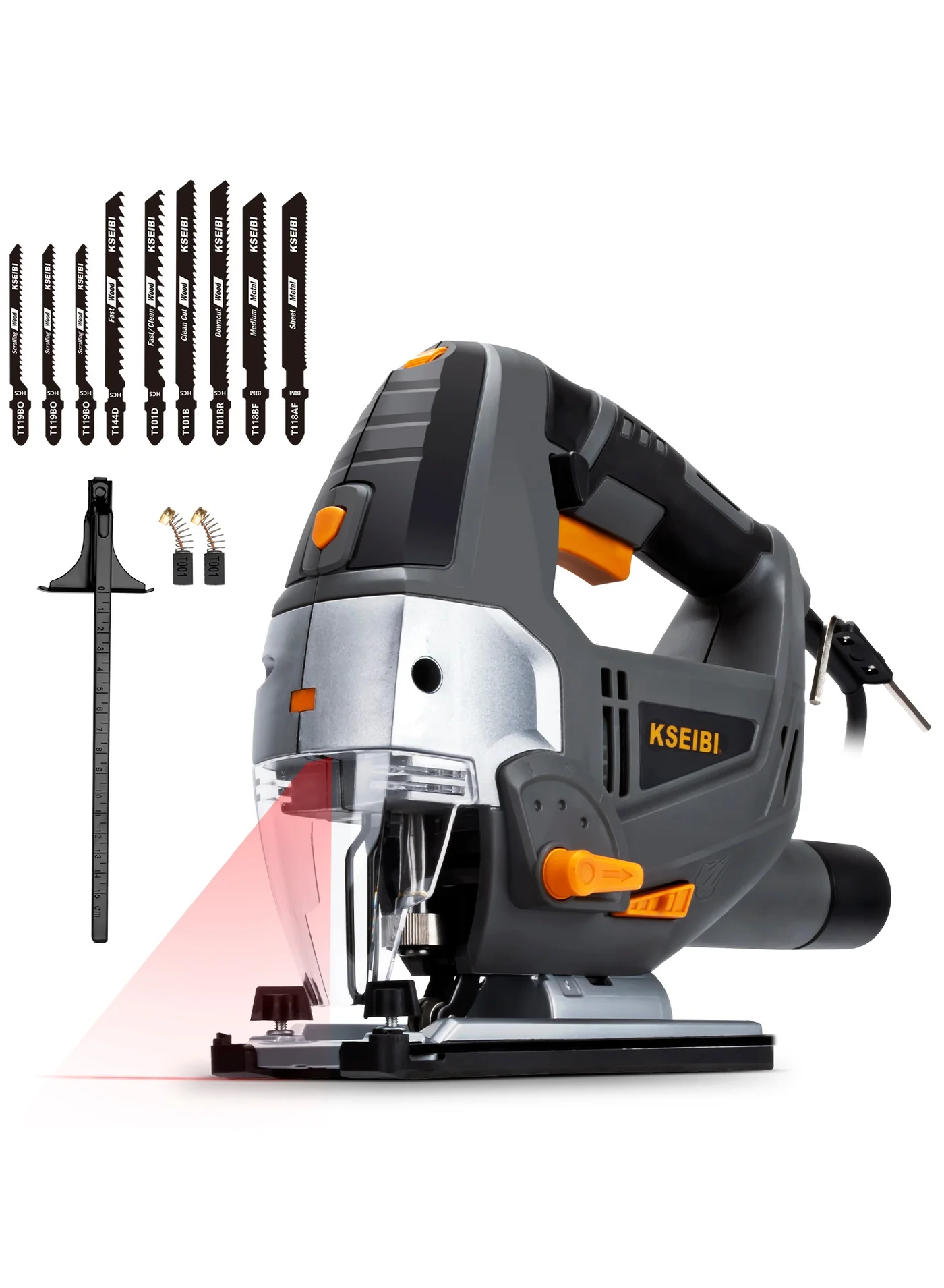 KSEIBI Electric Jigsaw 800W Variable Speed Cutter for Wood Metal and Plastic (800-3000 SPM) 92k6o