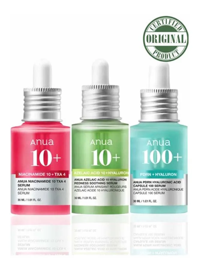 Anua Niacinamide TXA Azelaic Acid and PDRN Serum Set for Skin Brightening and Barrier Support (Pack of 3, 90 mL) 1l7iy