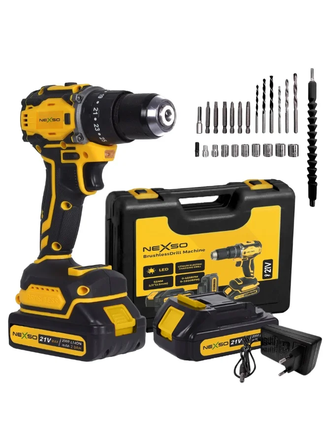 Nexso 21V Cordless Power Drill with Adjustable Torque and Keyless Chuck for Home DIY and Professional Wood Metal Drilling (21V) 968z5