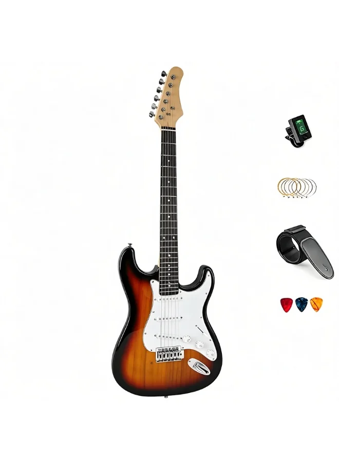 Sharpdo 39-Inch Electric Guitar Starter Kit with 5 Essential Accessories (Brown, 99 cm) nlq58