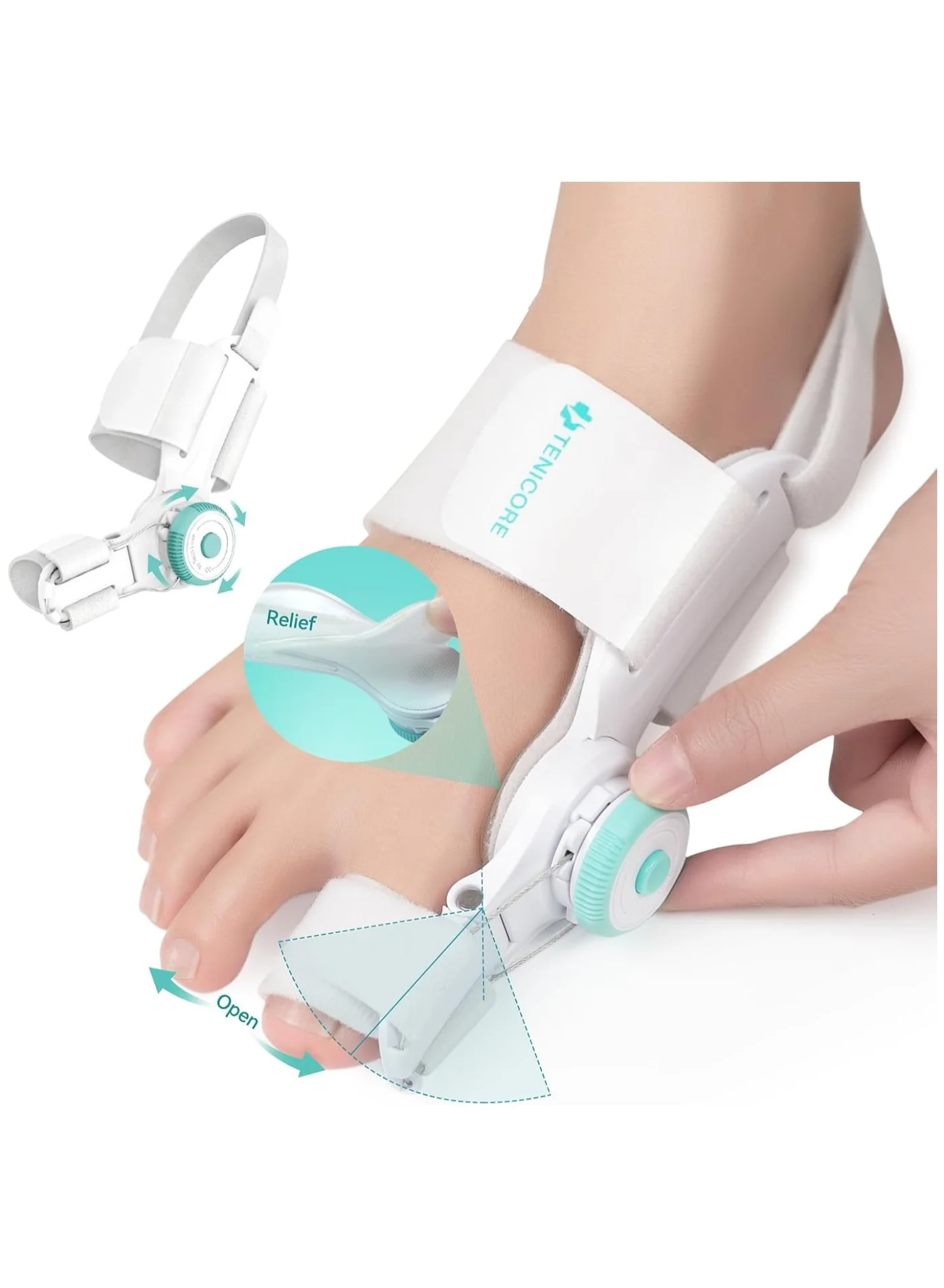 Techlove Adjustable Bunion Corrector Splint with Knob Tension Control for Toe Alignment (Universal Fit, 1 Piece) nff1e