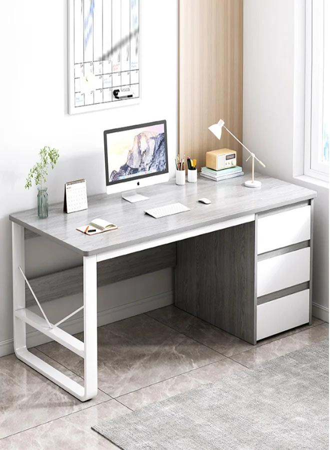 JCB CHIC Computer Desk with 3 Drawers and Storage Shelves, Executive Home Office Writing Table with Monitor Stand (120 cm) tjpho