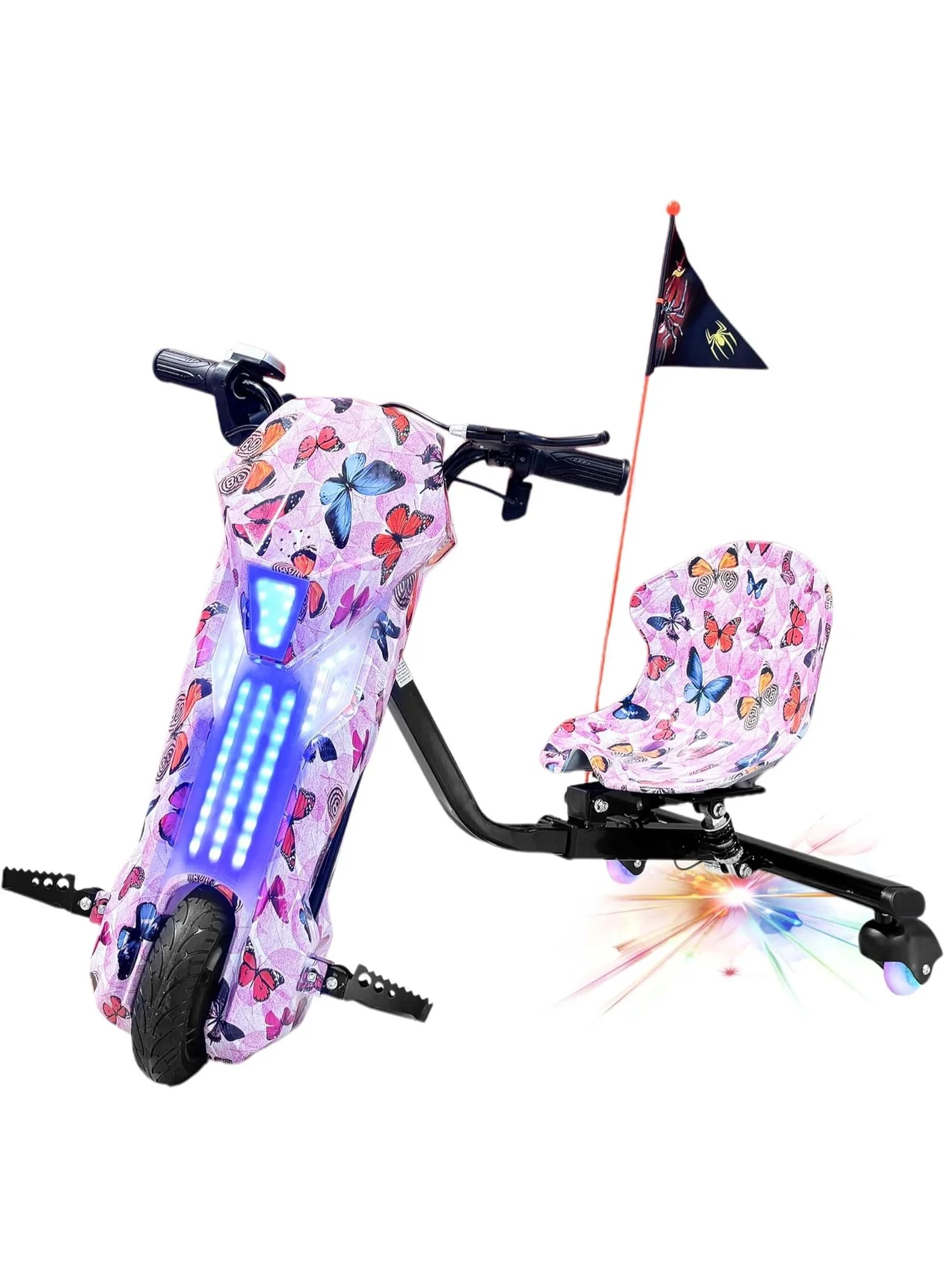 Crony D02 Electric Drift Kart for Kids, High-Speed Ride-On Racing Vehicle with RGB LED Lights, Bluetooth Speaker & Rechargeable Battery (18 km/h) pfwhm