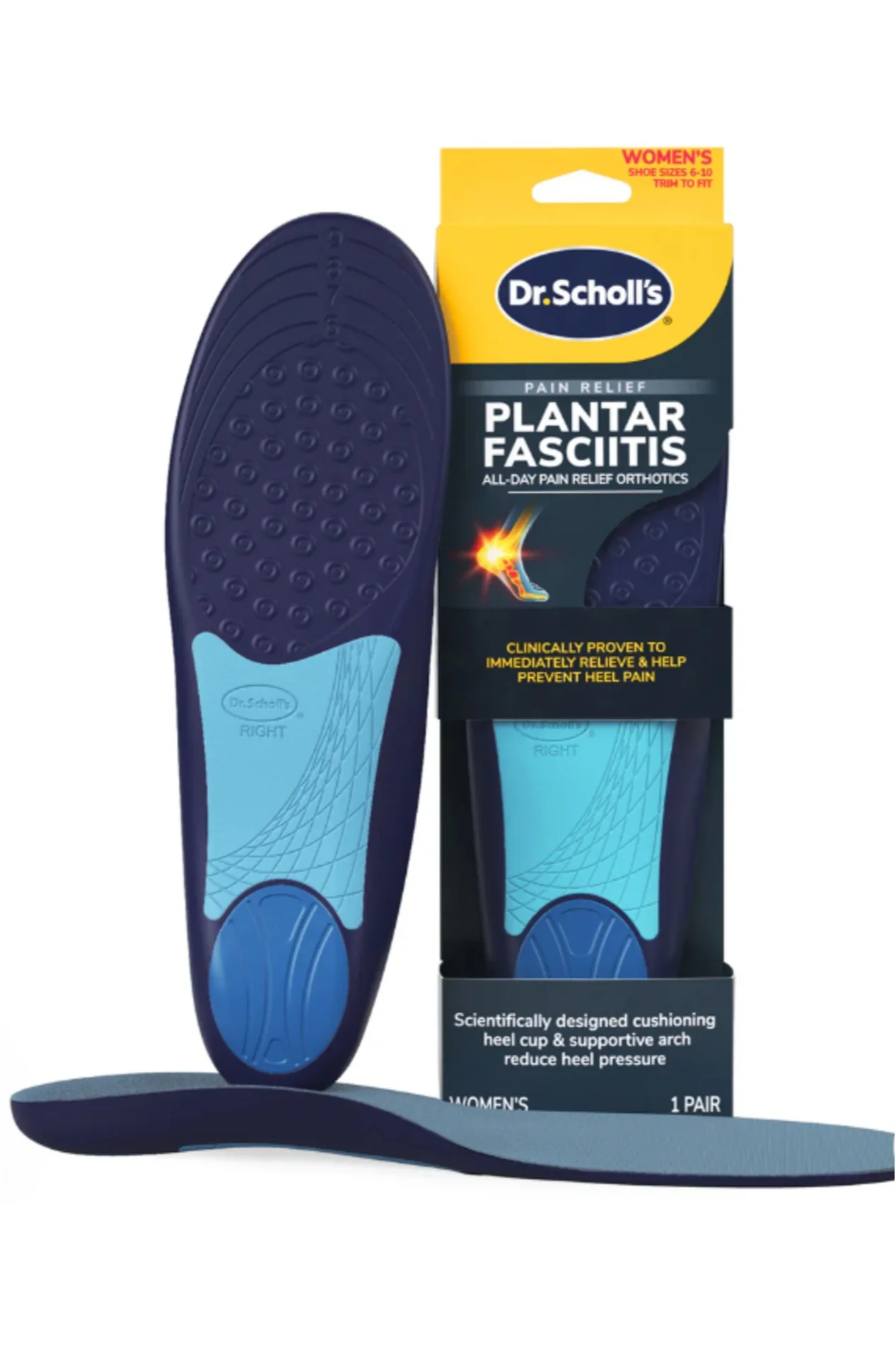 Premium Orthotic Arch Support Insoles for Plantar Fasciitis Relief (Women, Size 6-10) cckra