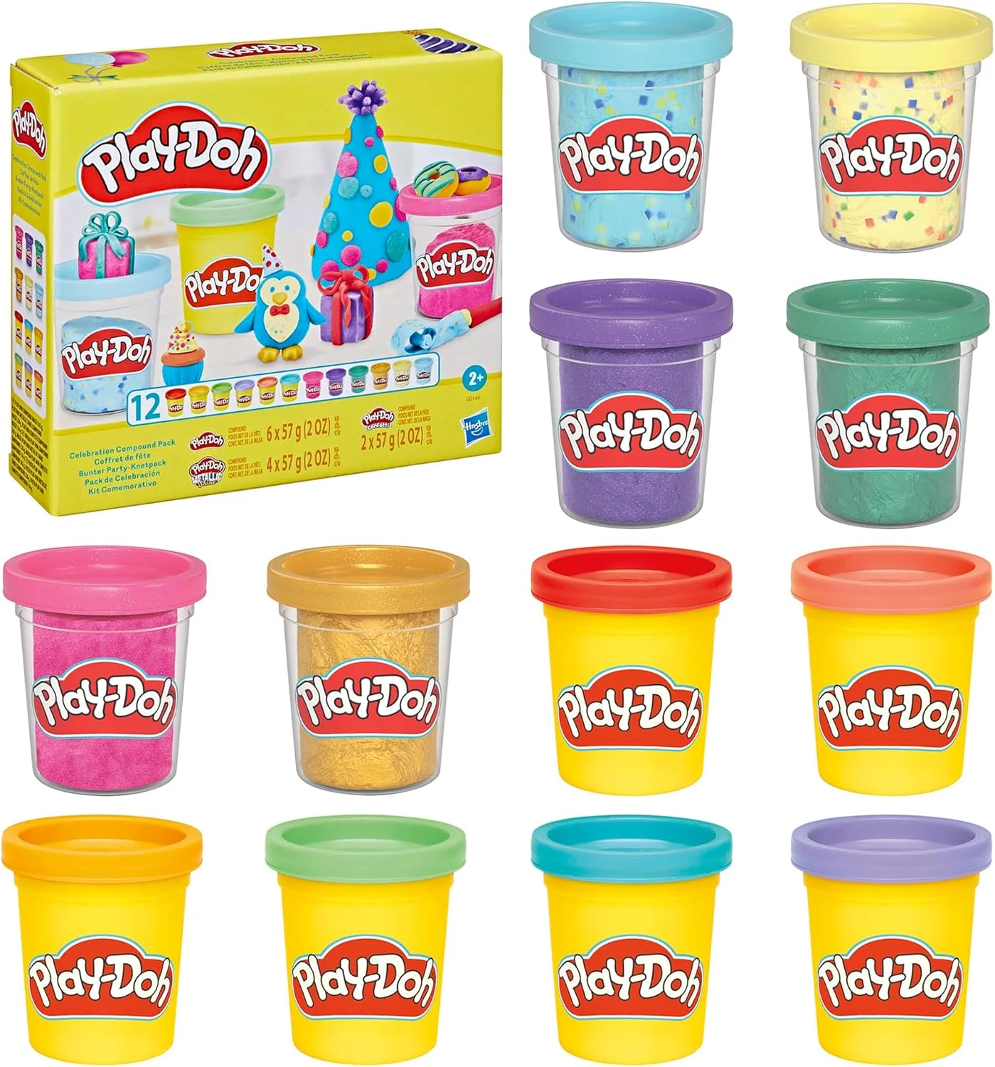 Premium Celebration Modeling Compound Set with Confetti and Metallic Shine (Assorted Colors, 12 Pack) wk3v2