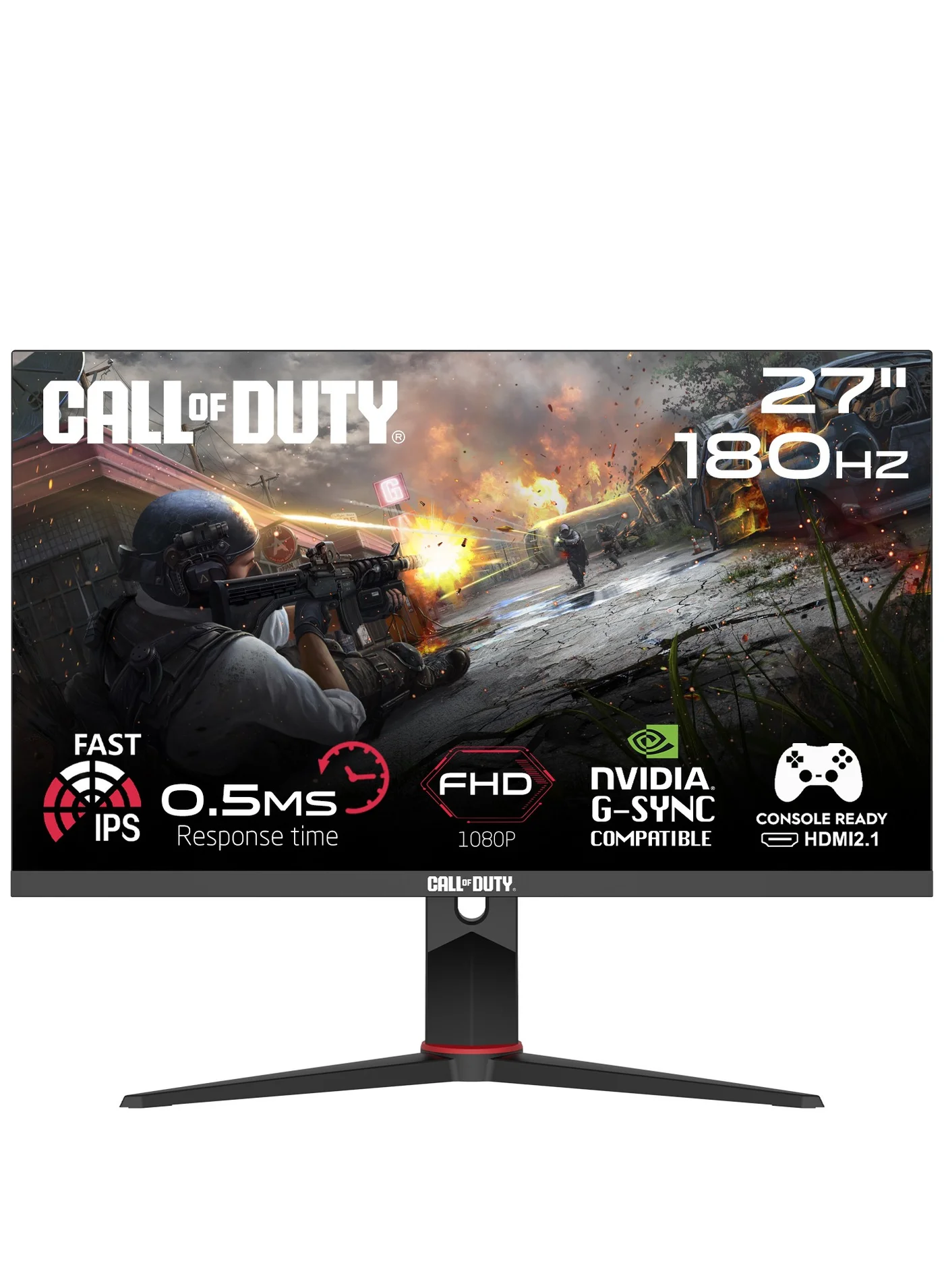 GAMEON 27-Inch FHD Gaming Monitor (1920x1080) Fast IPS 180Hz 0.5ms Response Time LED Display with Adjustable Stand (Black, 27-Inch) 4esi8