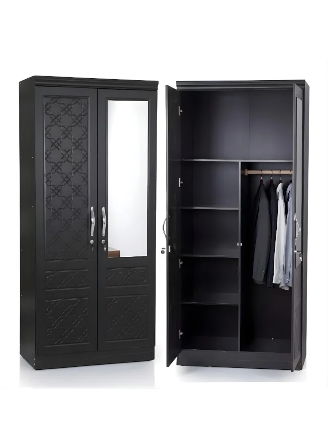ABX HOME Titan 2-Door Wardrobe with Mirror, Premium Engineered Wood Modern Storage Cabinet for Bedroom (180 cm x 80 cm x 50 cm) 41mh9