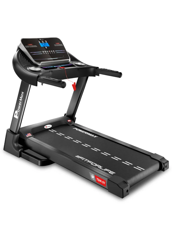 PowerMax Fitness TDM-97 Motorized Treadmill for Home Cardio Training (4HP Peak, 12km/h, 110kg Capacity) cppiq
