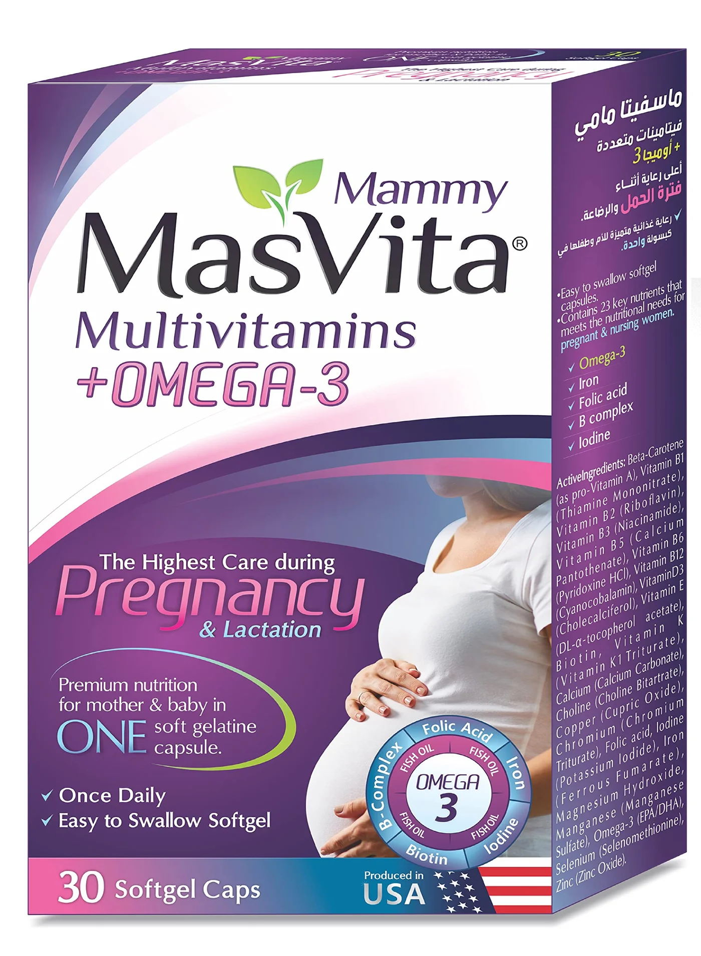 Vita Mammy Multivitamin with Omega-3 Premium Prenatal Supplement (30 Capsules) o0os4