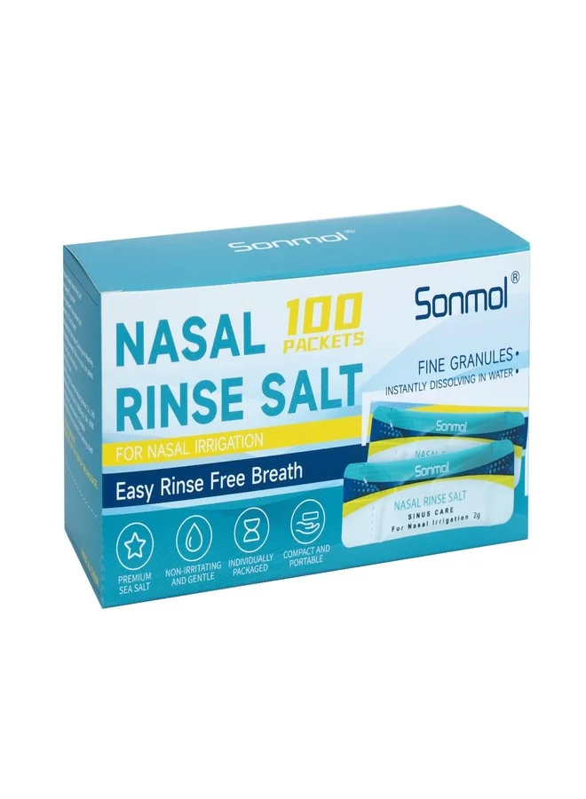 Sonmol Nasal Rinse Saline Packets (100 Count, Premium Sinus Relief Salt Mix) opzcq