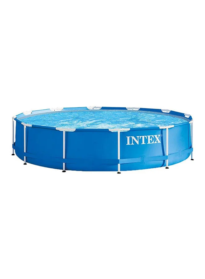 Premium Round Swimming Pool Durable PVC Construction (Blue/White, 305x76cm) xknxa