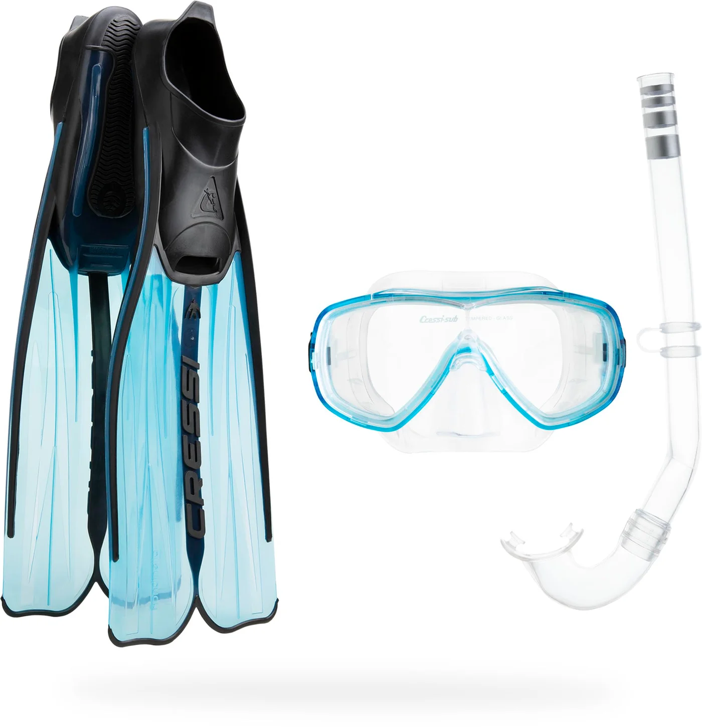 Premium Snorkeling Set with Rondinella Fins, Onda Mask, and Gringo Snorkel for Adults (Blue, 41/42) r63dh