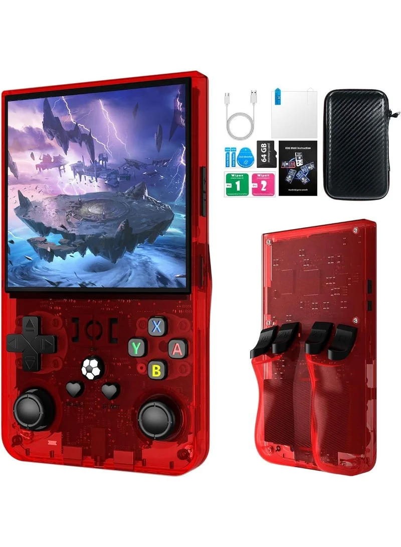 Gulf Trend Retro Handheld Game Console 4.0 Inch IPS Screen Portable Mini Arcade (Red, 64GB) a2y3n