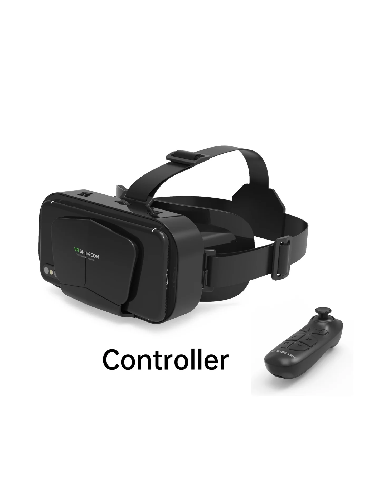 VR SHINECON 3D Virtual Reality Headset with Controller for Immersive Movies and Gaming (Compatible with 3.5-7.2 inch Smartphones) 67g4u