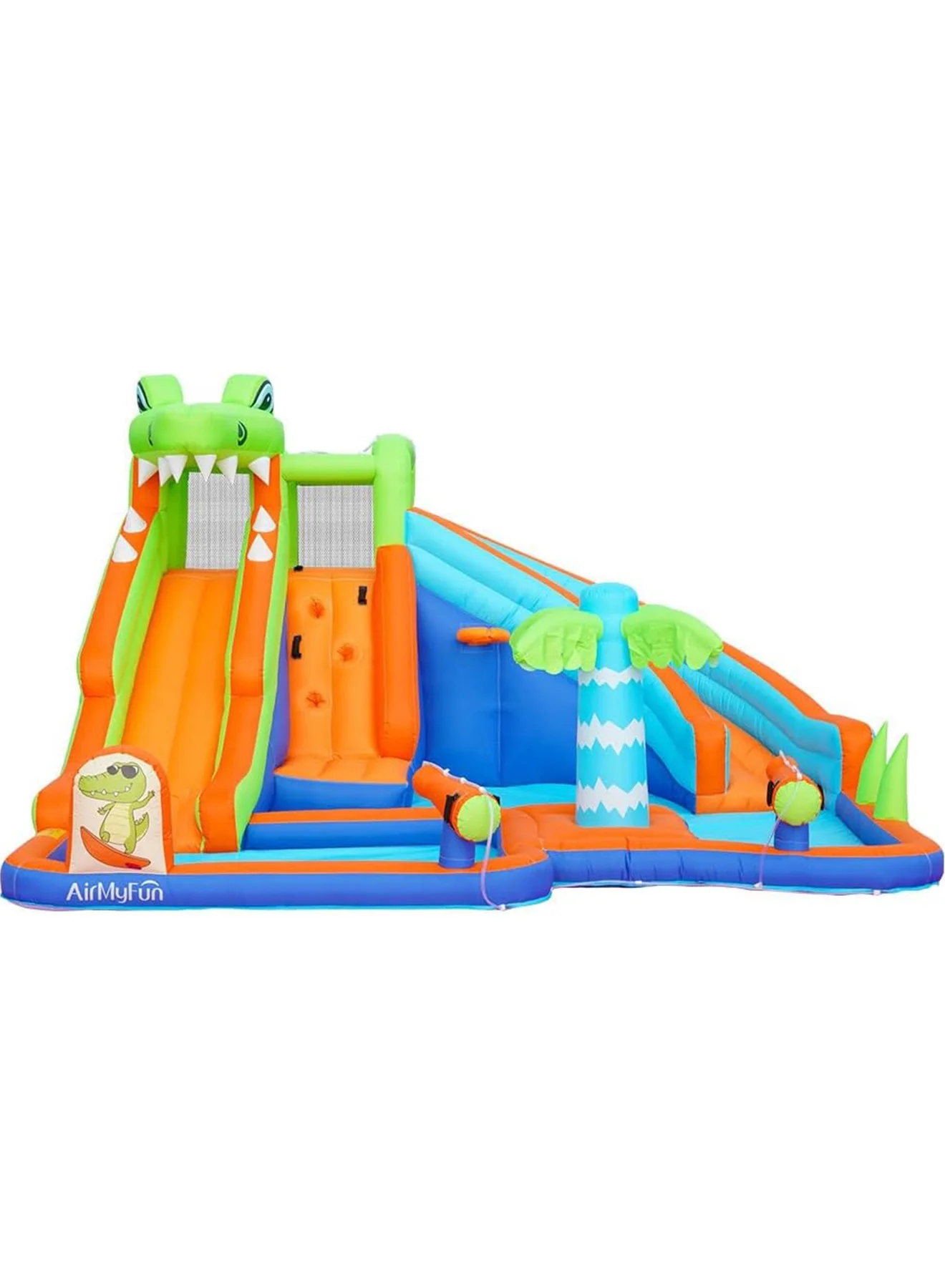 MONOGUE Inflatable Twin Water Slide for Kids Outdoor Double Splash Park (Forest Theme, 300 x 200 x 150 cm) mi35t