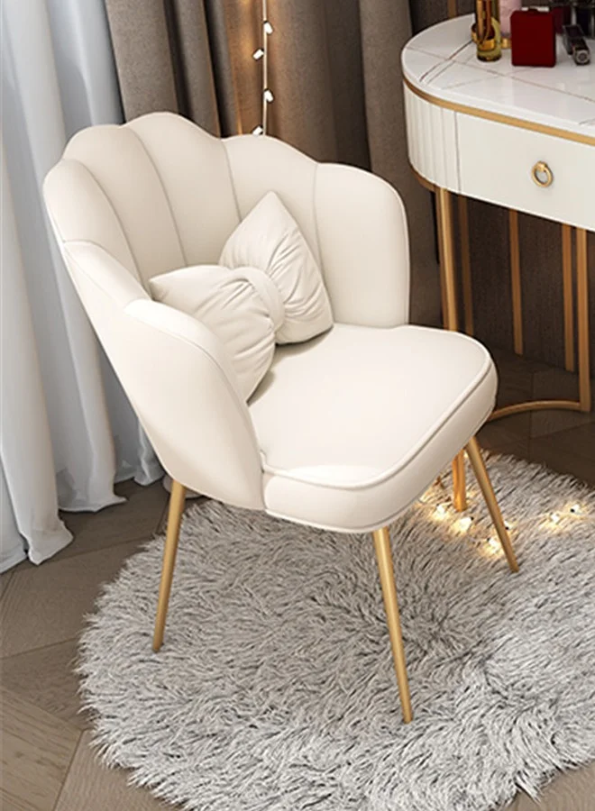 Keke Round Flower Petal Accent Chair with Golden Legs Premium Velvet Upholstered Vanity Seat for Living Room Bedroom (1 Piece) 59x14