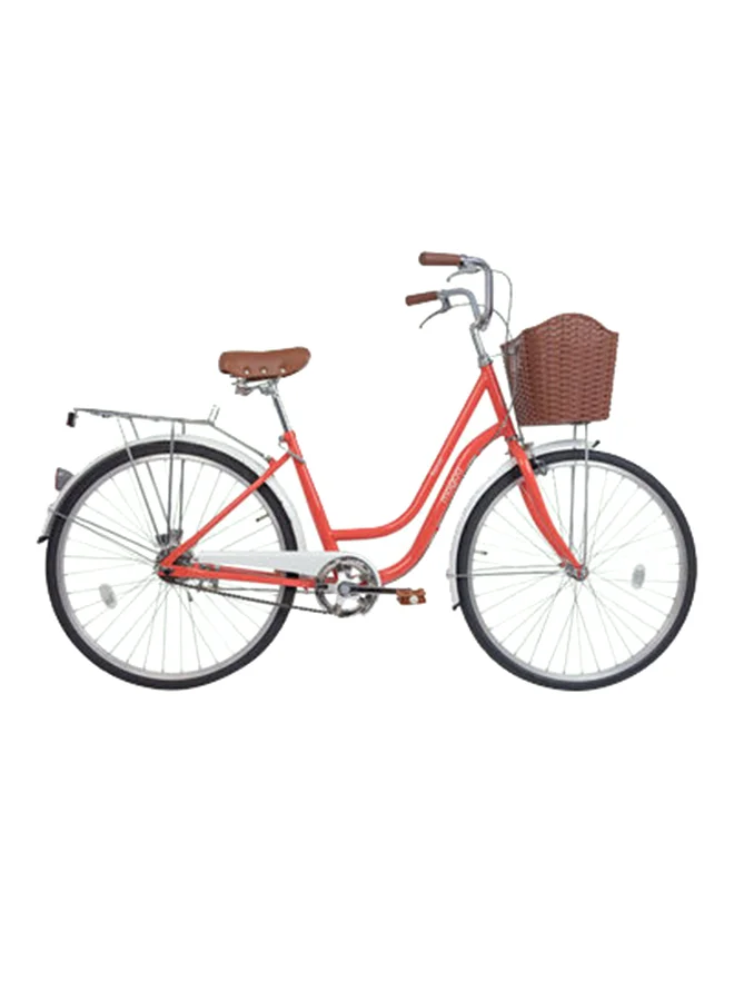 Mogoo Cruiser Road Bike with Basket and Carrier (Red, 26-Inch Wheel) ay1nh