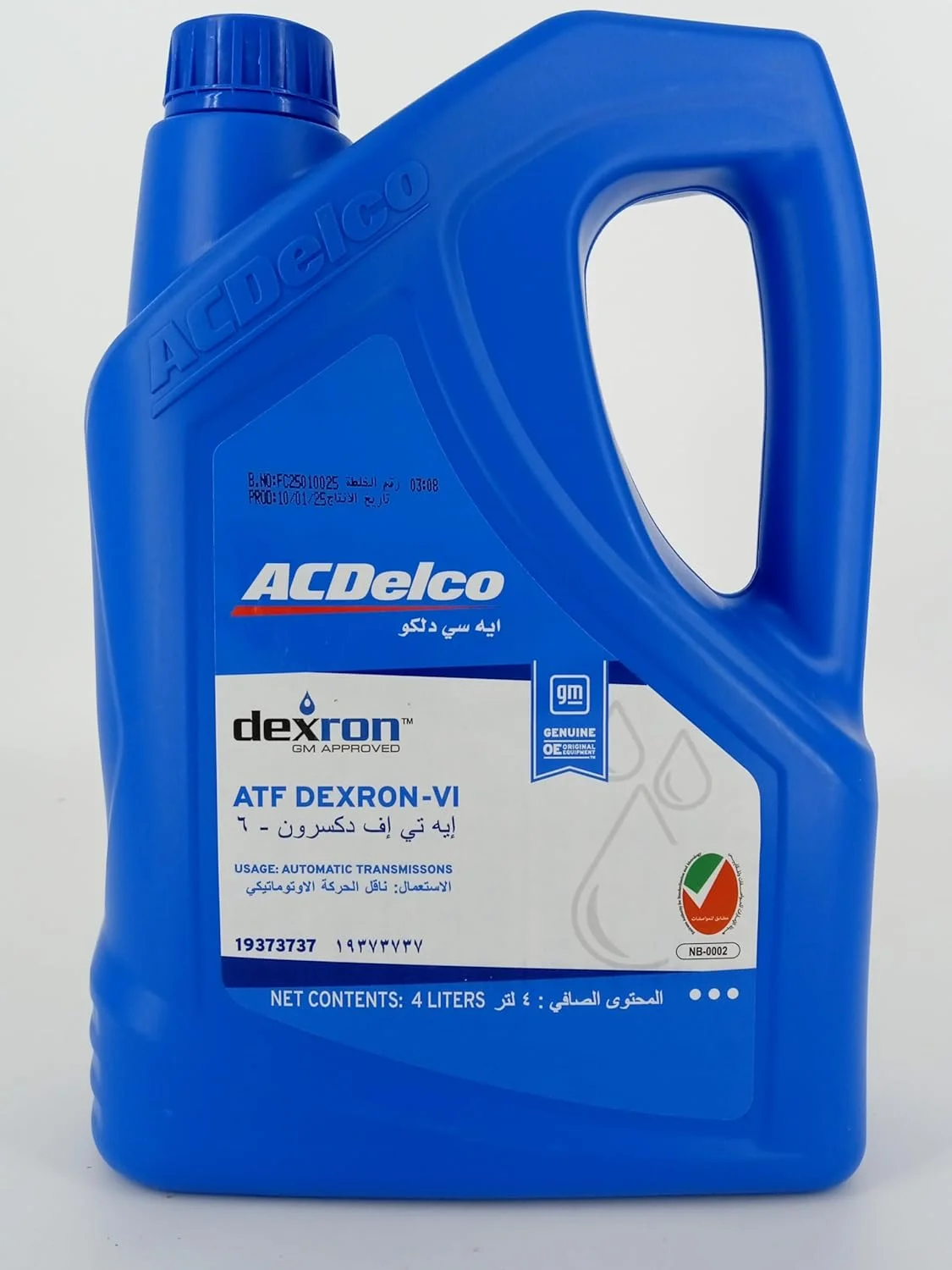 ACDelco DEXRON-VI Automatic Transmission Fluid Premium Synthetic Formula (4 L) 8np03