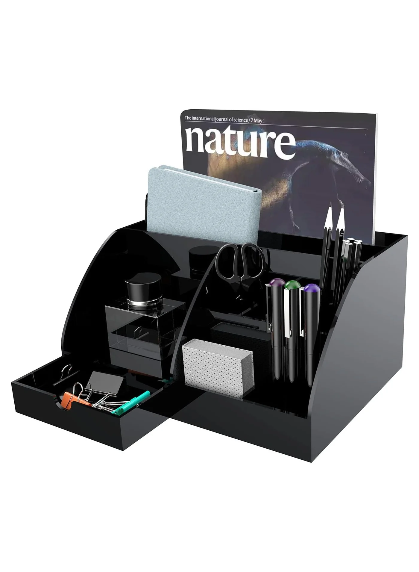TPGP Desk Organizer Office Accessories Premium Multi-Compartment Storage Solution (Black, 25 cm x 15 cm x 10 cm) xd7or