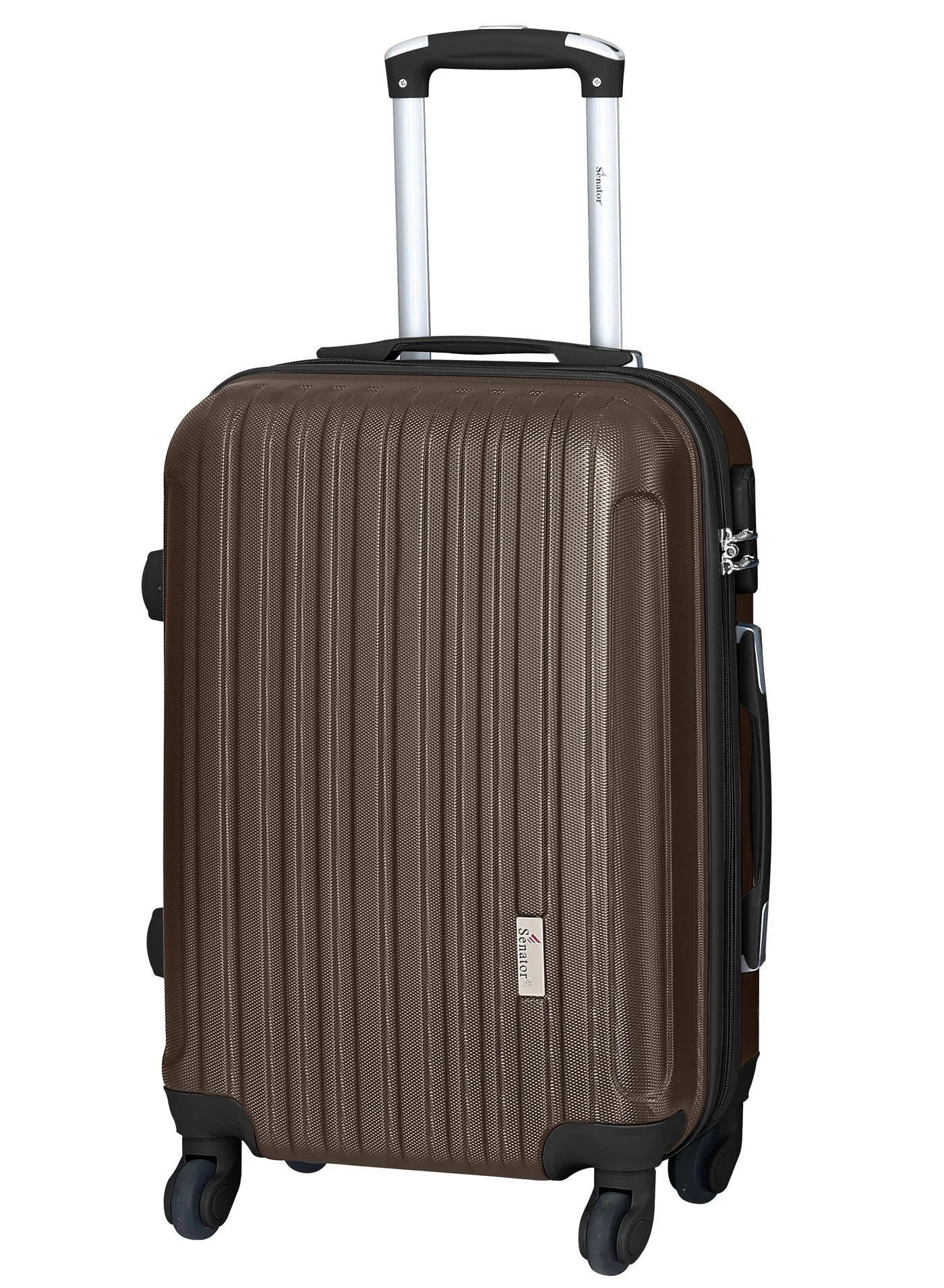 SENATOR Hard Case Travel Luggage Trolley Cabin Suitcase with 4 Spinner Wheels (Coffee, 55 cm) e2p9p