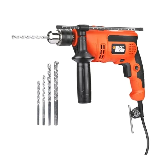 Premium Corded Impact Hammer Drill 550W Variable Speed with 4 Drill Bits (Orange, 13mm) xsp6p