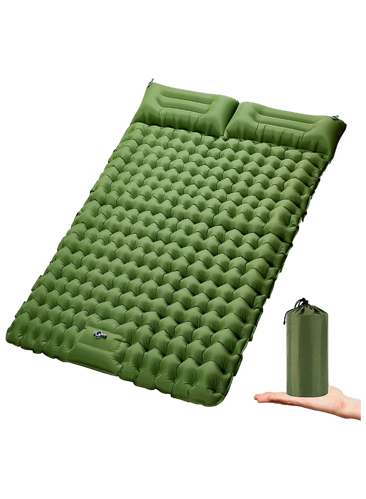 Premium Double Inflatable Camping Sleeping Mat with Built-in Foot Pump and Pillow (TPU, 190 cm x 120 cm) kx5kg