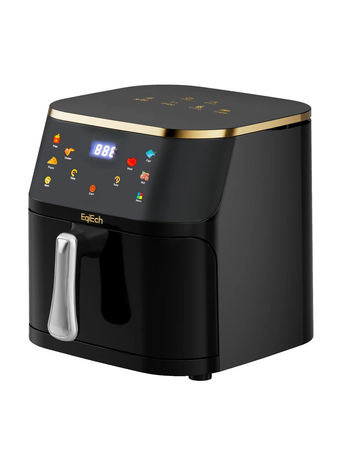 EqiEch Smart Air Fryer 12L Large Capacity Digital Touch Screen Oil-Free Cooking Appliance (Black, 12L) hoyib