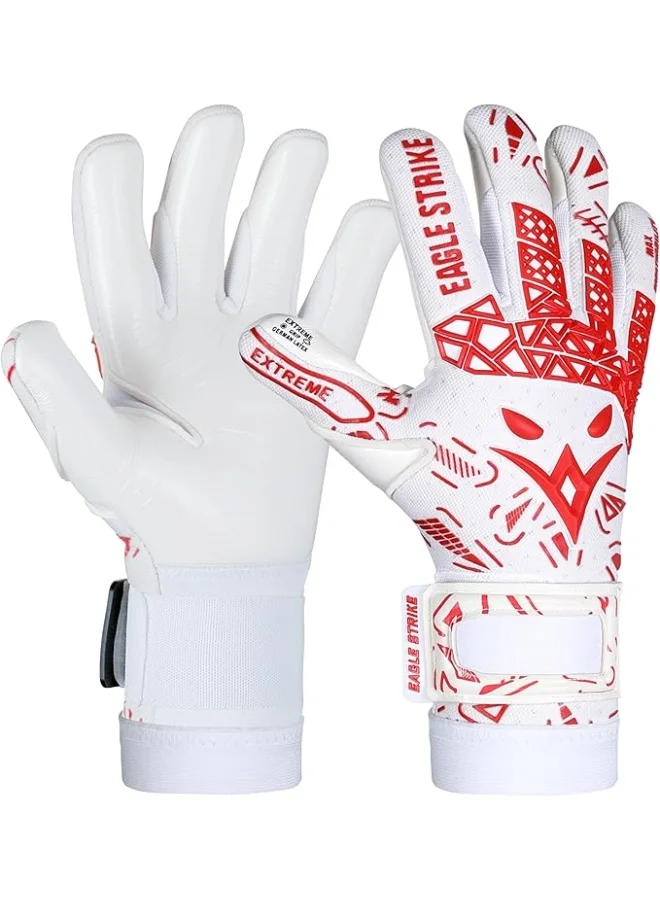 EAGLE STRIKE Professional Soccer Goalie Gloves with 4mm German Contact Latex Grip and Wrist Support (Size 8) yqo79