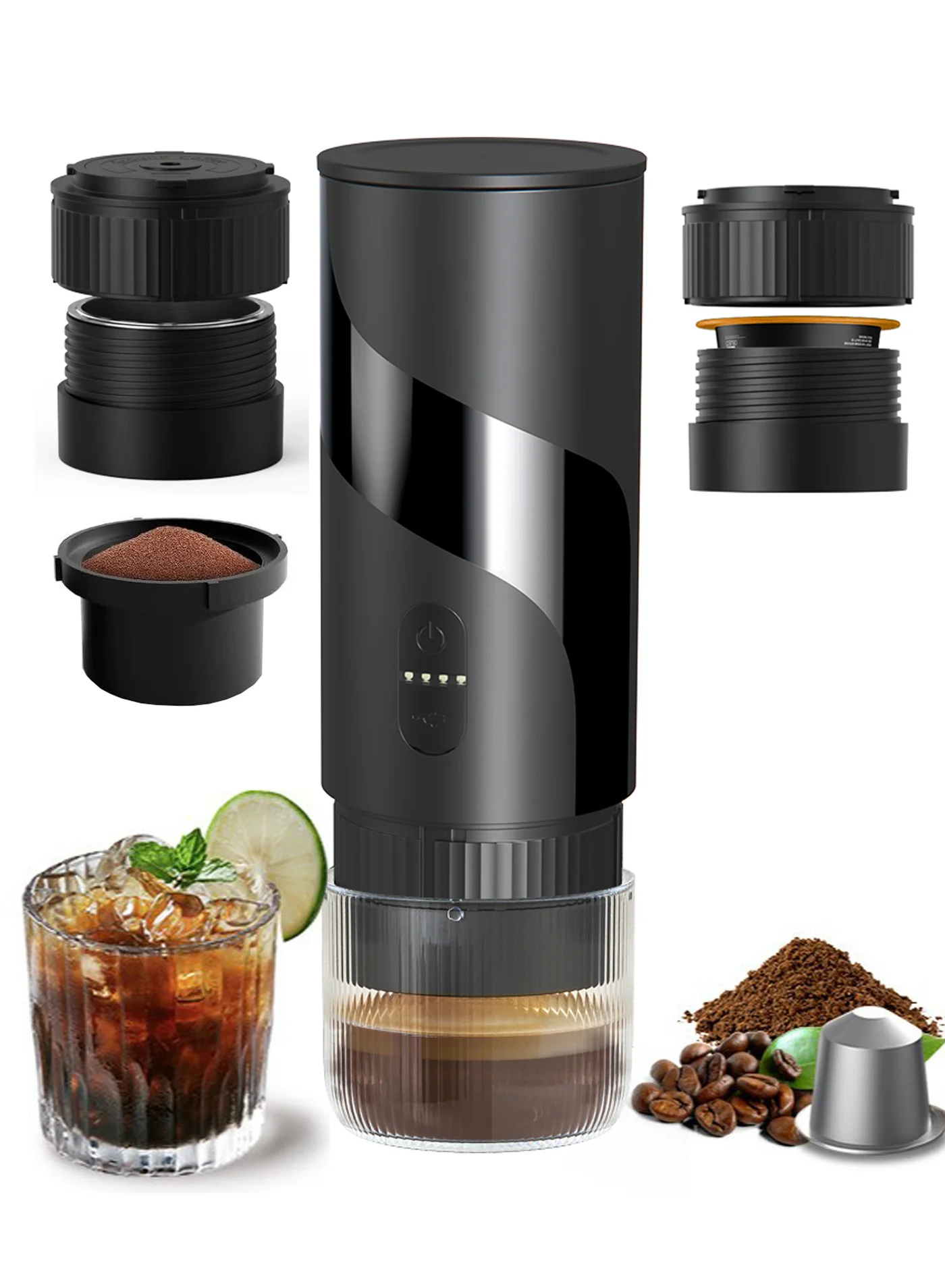 Ding Zap Portable Espresso Maker 20Bar Wireless Coffee Machine with Travel Bag for Outdoor Camping and Travel (Black) 8iu65