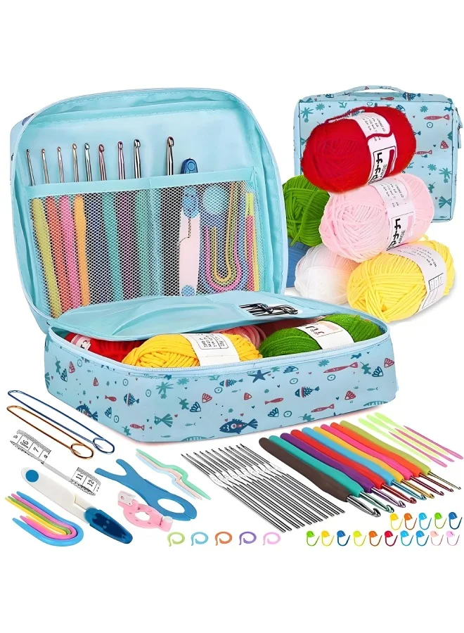 Farahom Crochet Kit for Beginners and Adults, DIY Craft Starter Set with Ergonomic Hooks and Soft Yarn, Portable Travel Bag (68 Pieces) aq1ap