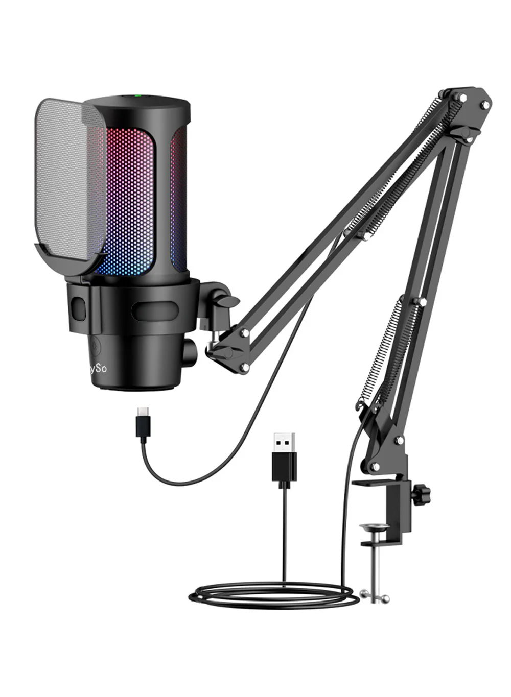 EzzySo Professional Condenser Microphone with Adjustable Arm Stand for Studio Recording and Online Classes (Black, 1 Set) looyl