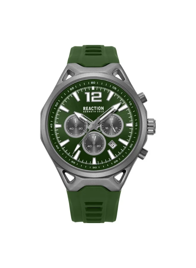 Premium Men's Chronograph Watch with Green Dial and Silicone Strap (45mm) fxcjj