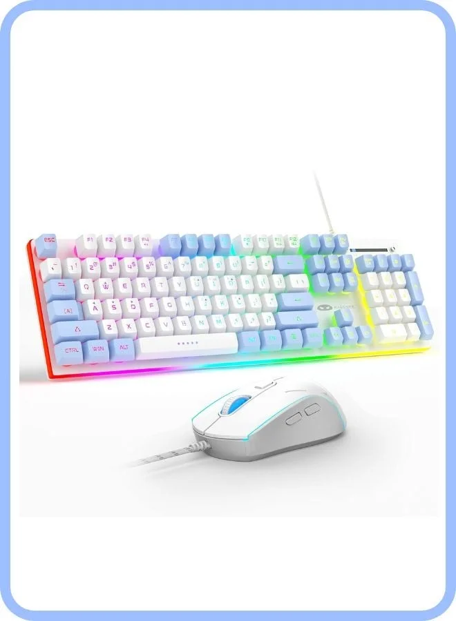 MageGee Gaming Keyboard and Mouse Combo, RGB Backlit Wired Set with Metal Panel and Number Pad (White, 104 Keys) 85920