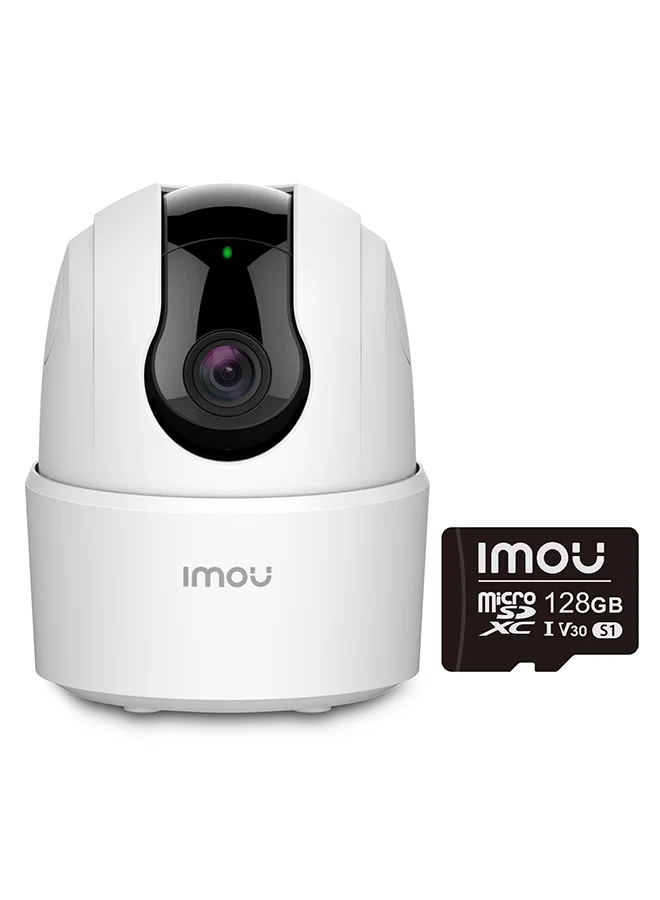 Indoor Security Camera 1080P WiFi Surveillance System with 128GB SD Card (2MP, White) dh5gx