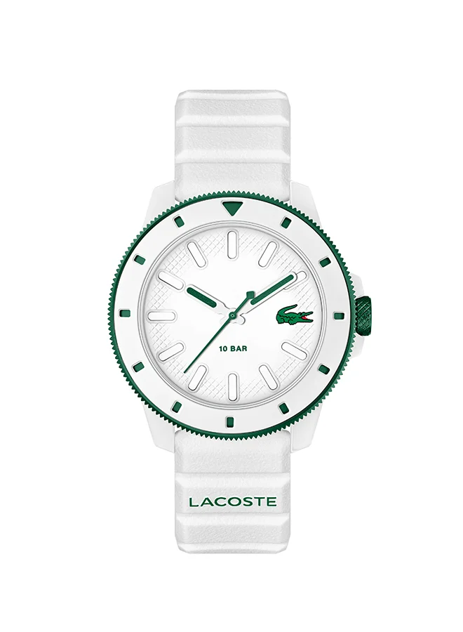 Premium Round Analog Men's Watch with Silicone Strap (White Case, 42mm) zb6g2