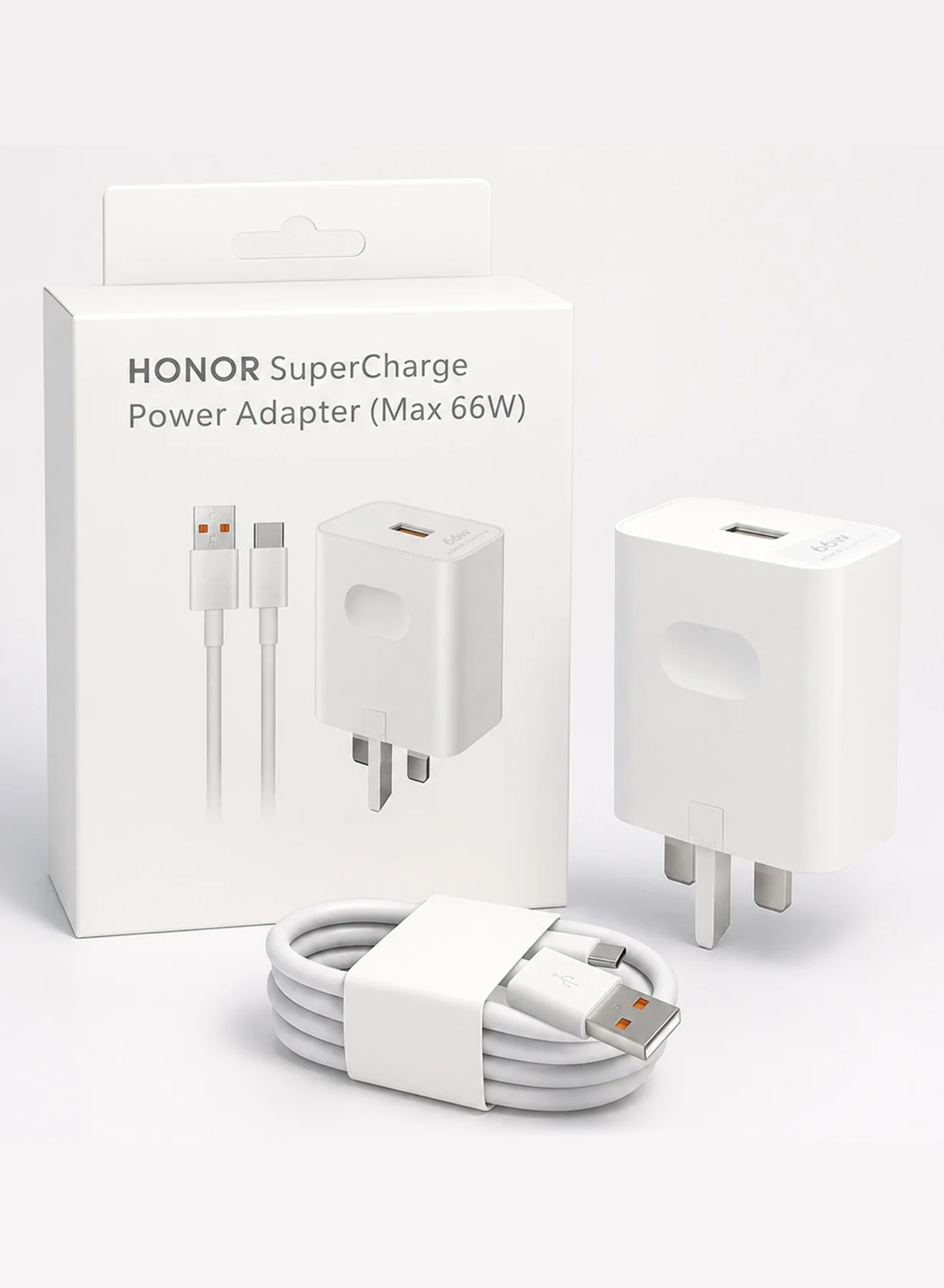 Premium 66W Fast Charging Wall Adapter and 6A USB to Type-C Cable Combo Kit (UK 3-Pin Plug, White) co4go