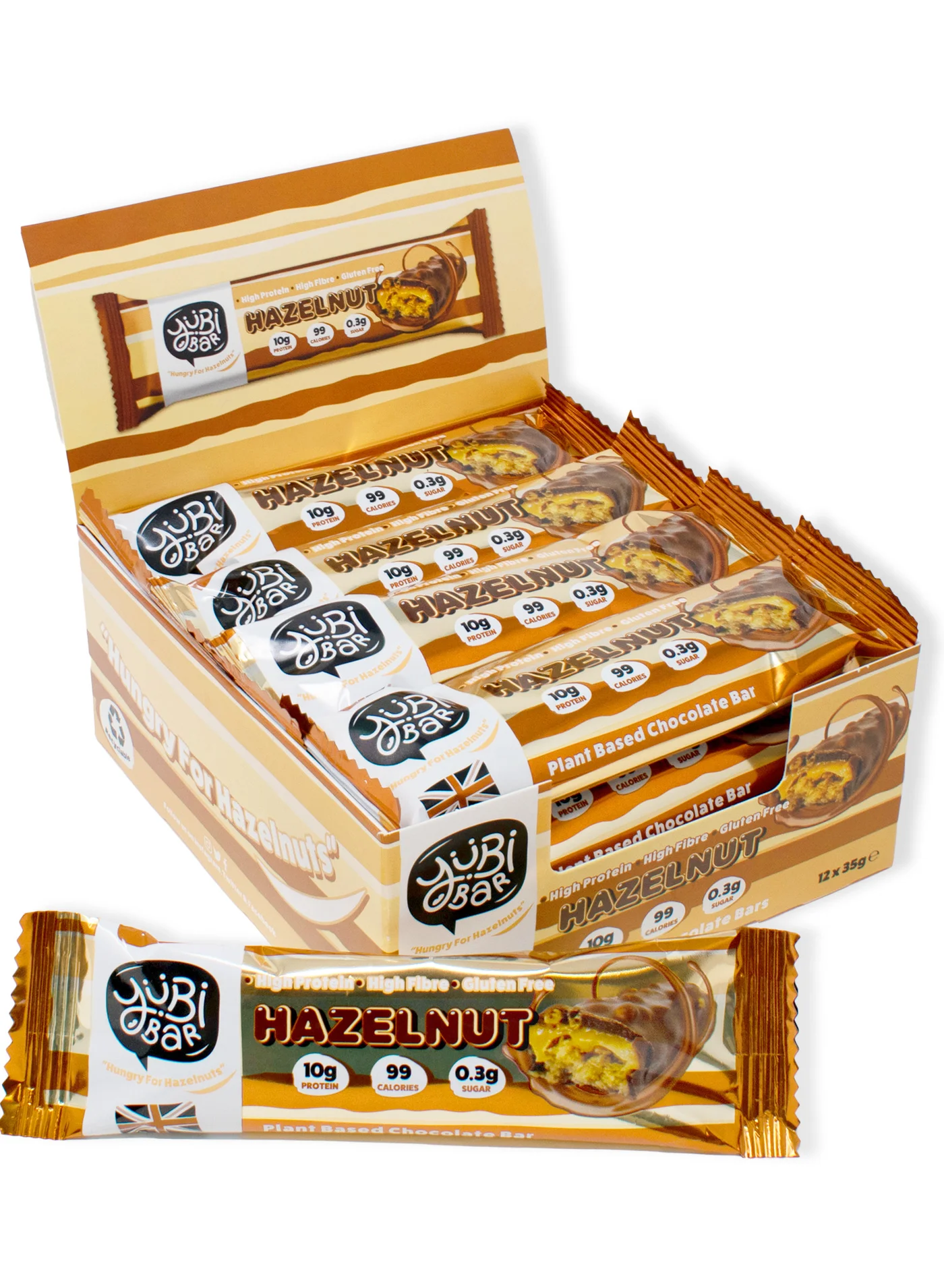 Yubi Bar Vegan Hazelnut Protein Bars High Protein Low Sugar Snack (12 x 35 g) w49ae